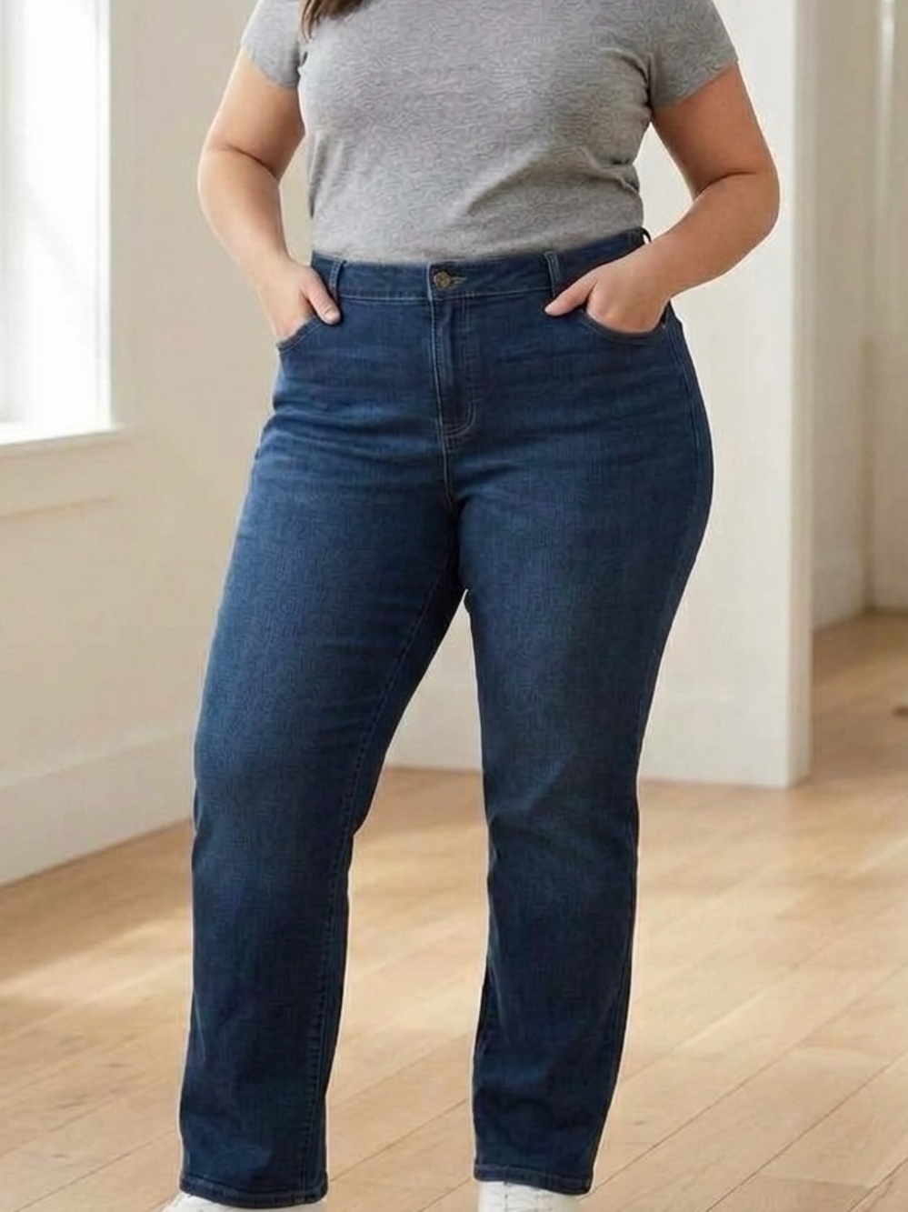 Sonoma Plus-Size High-Rise Straight Leg Jeans in Dark Blue- 28W NWT